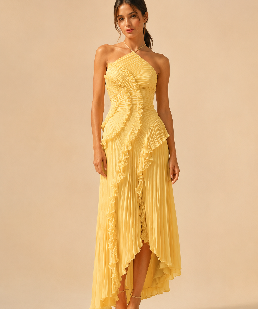 Eveliina | Vestido plisado con volantes