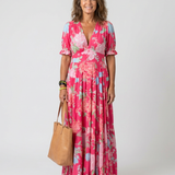 Emilia | Vestido largo floral con escote en V