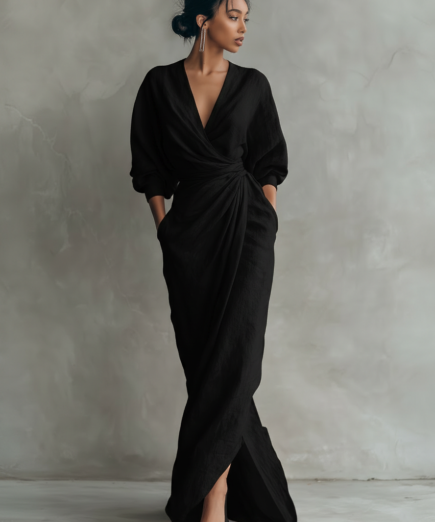 Vestido maxi de mezcla de lino