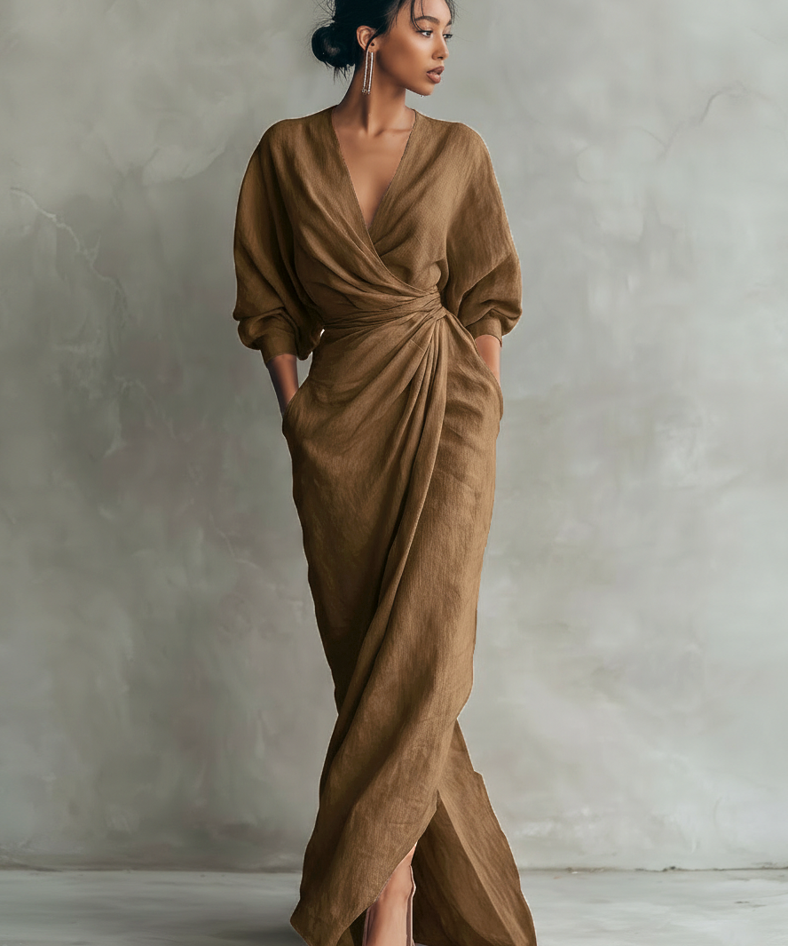 Vestido maxi de mezcla de lino