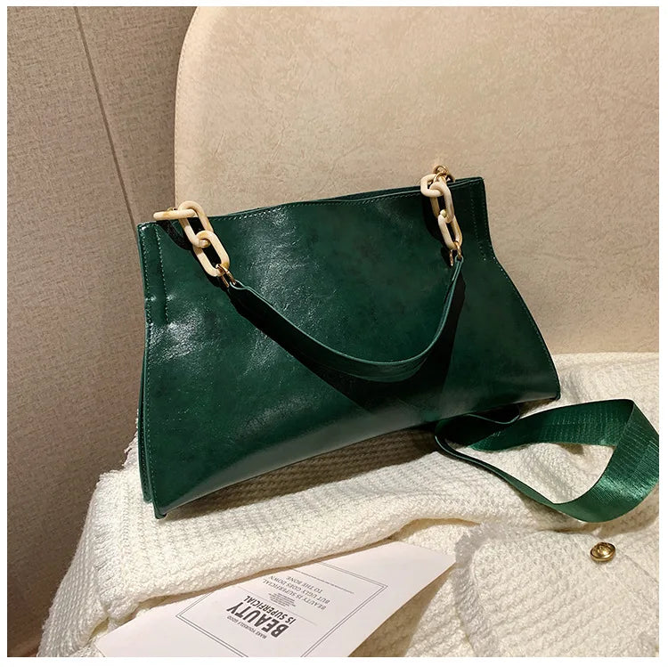 Elegante bolso de hombro de cuero suave – gran capacidad, bolso de moda