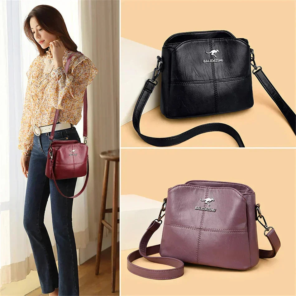 Elegante bolso de mano de cuero bordado y bolso crossbody para mujeres