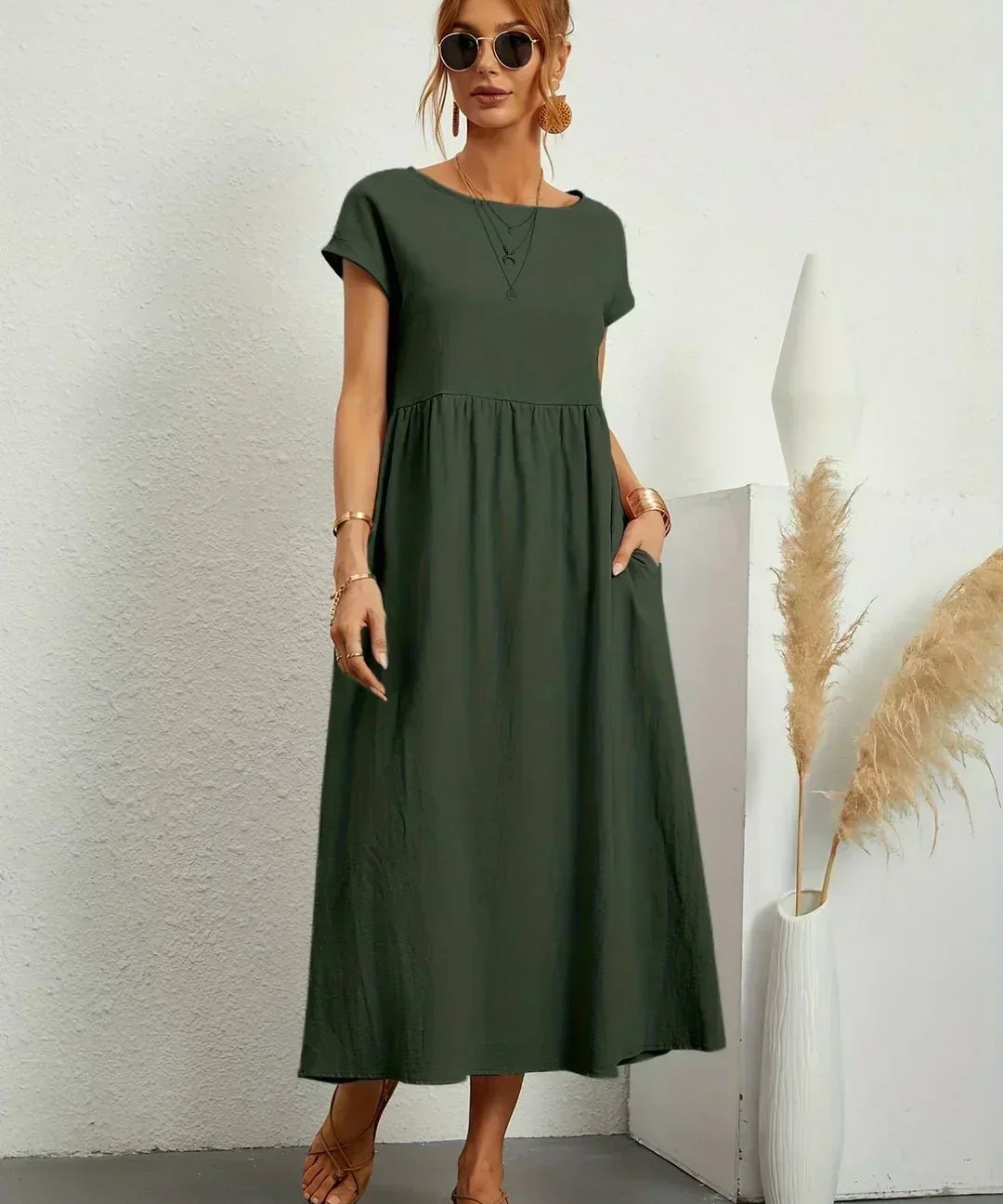 Rosario | Vestido midi con falda acampanada