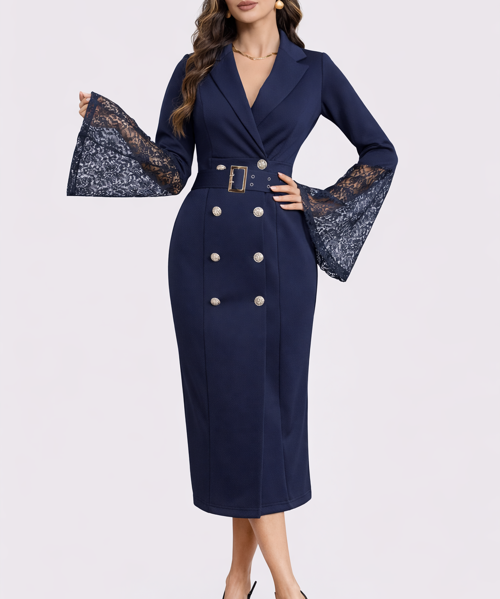 Mercedes | Vestido midi con mangas de encaje
