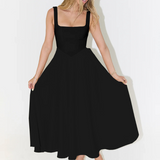 María | Vestido midi fluido con escote cuadrado