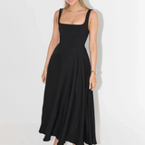 María | Vestido midi fluido con escote cuadrado