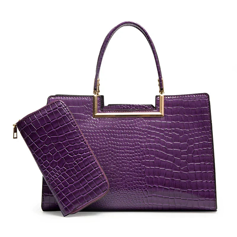 Conjunto de bolso y billetera de cuero