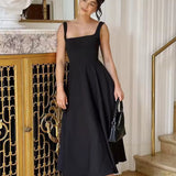 Grace | Vestido midi fluido con cuello cuadrado