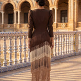 Frida | Vestido midi con flecos verdes