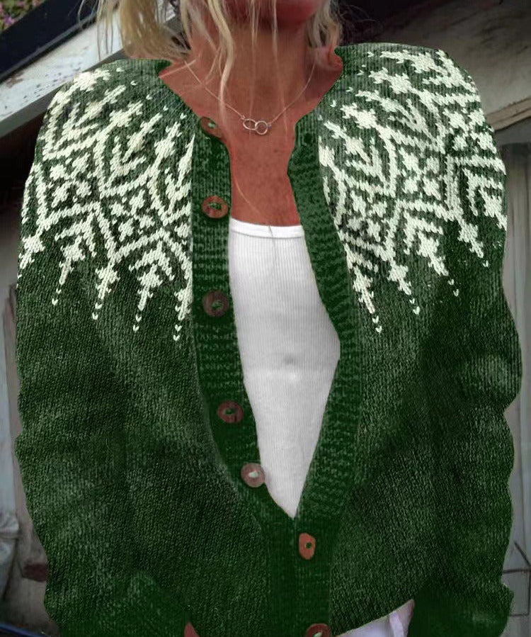 Andrea | Cárdigan verde y blanco