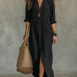 Renata | Vestido largo camisero fluido