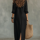 Renata | Vestido largo camisero fluido