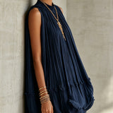 Andrea | Vestido midi plisado con volantes