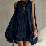 Andrea | Vestido midi plisado con volantes
