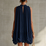 Andrea | Vestido midi plisado con volantes