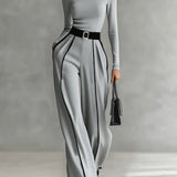 Adèle | Conjunto de cuello alto con ribetes blancos y pantalón ancho