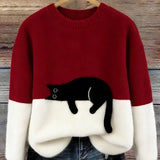 Adriana | Jersey de punto con gato estampado