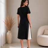 Yaretzi | Vestido midi con panel plisado