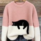 Adriana | Jersey de punto con gato estampado