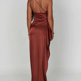 Tereza - Vestido de satén con abertura