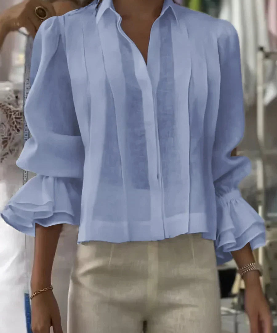 Nora | Blusa de algodón plisada elegante