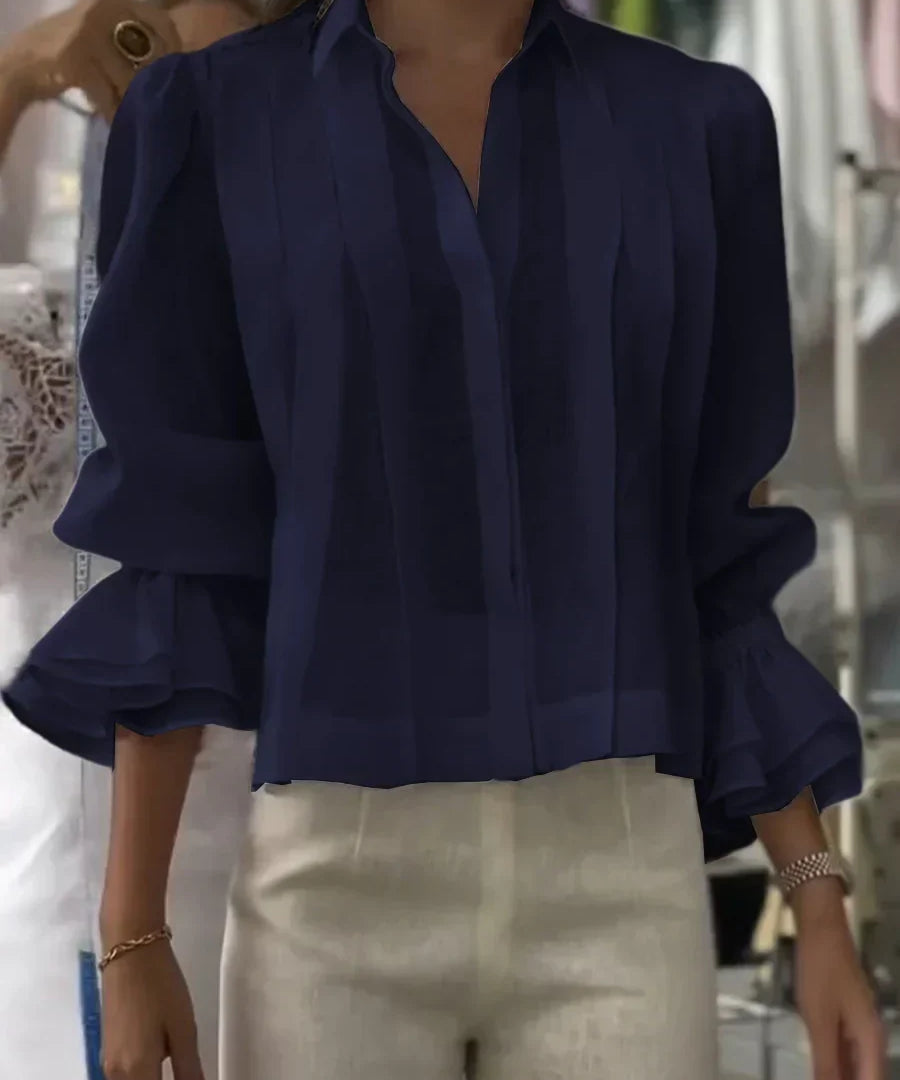 Nora | Blusa de algodón plisada elegante