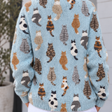 Teresa | Cárdigan de punto con gatos estampados