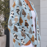 Teresa | Cárdigan de punto con gatos estampados