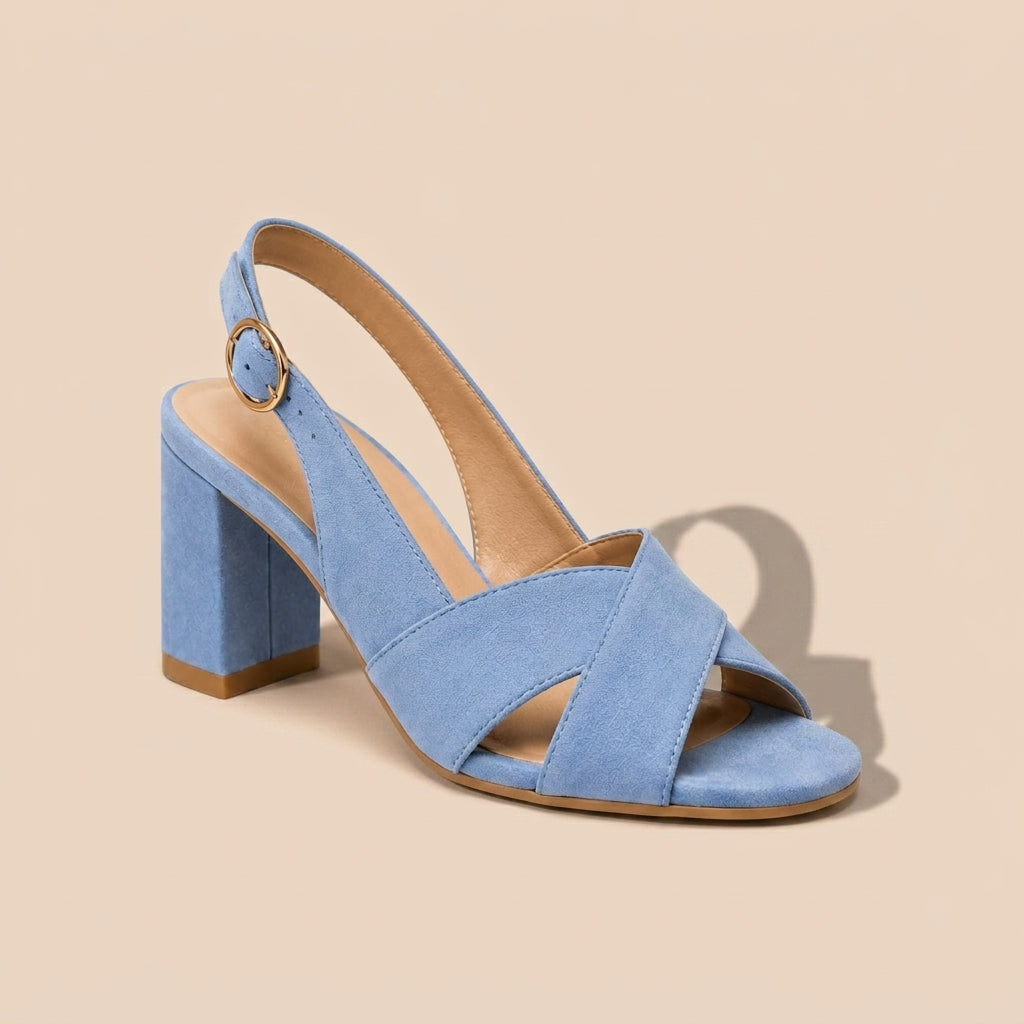 Celeste | Sandalias de tacón ancho