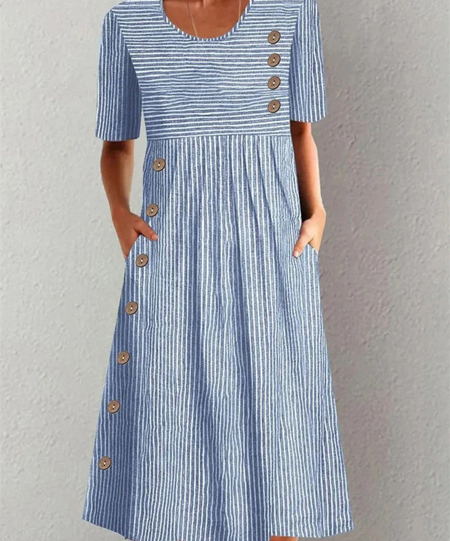 Marisol | Vestido midi fluido a rayas
