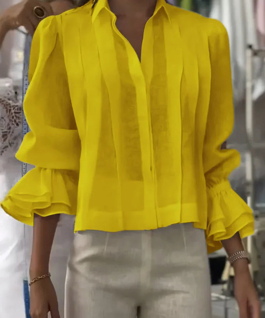 Nora | Blusa de algodón plisada elegante