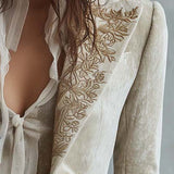 Paloma | Blazer sastre con bordado floral dorado