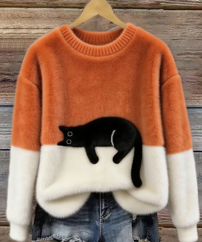 Adriana | Jersey de punto con gato estampado