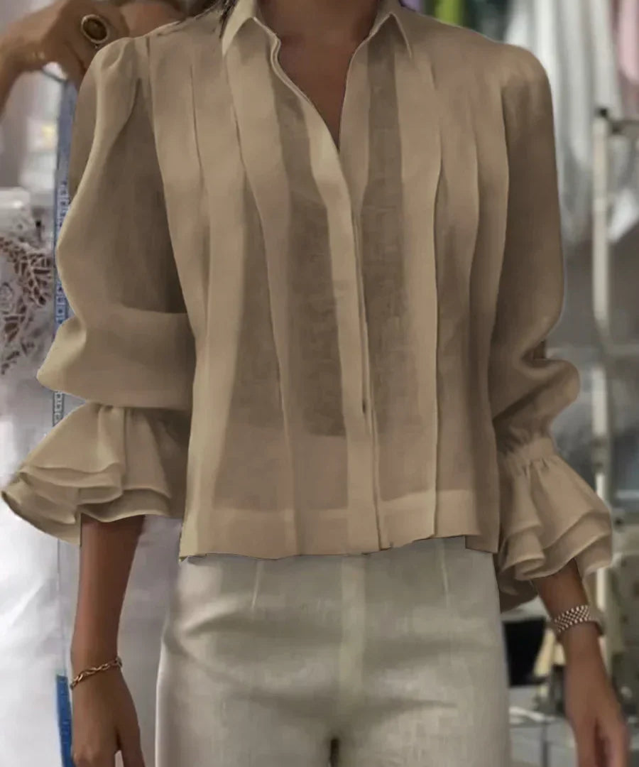 Nora | Blusa de algodón plisada elegante