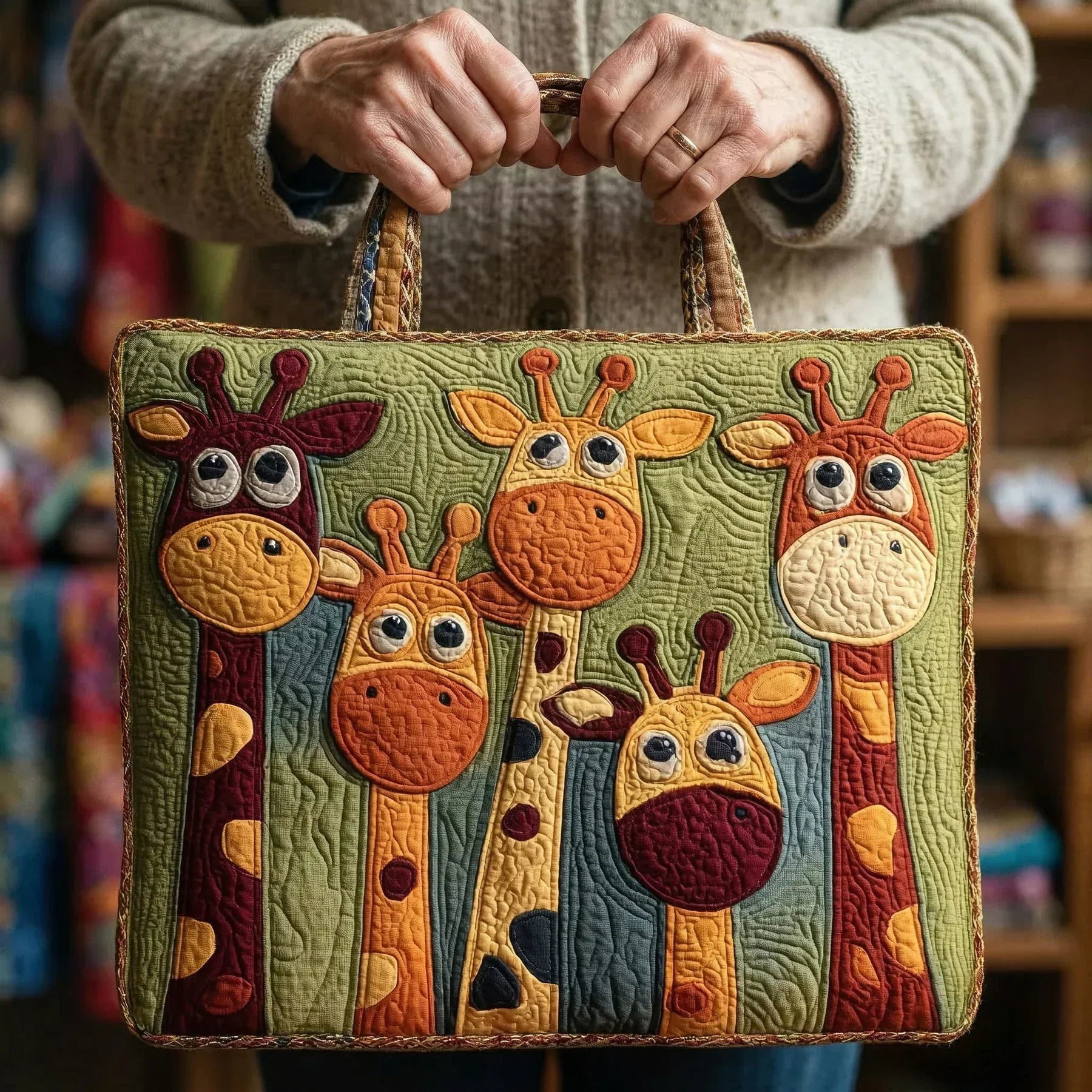 Regina | Bolso acolchado con jirafas multicolor