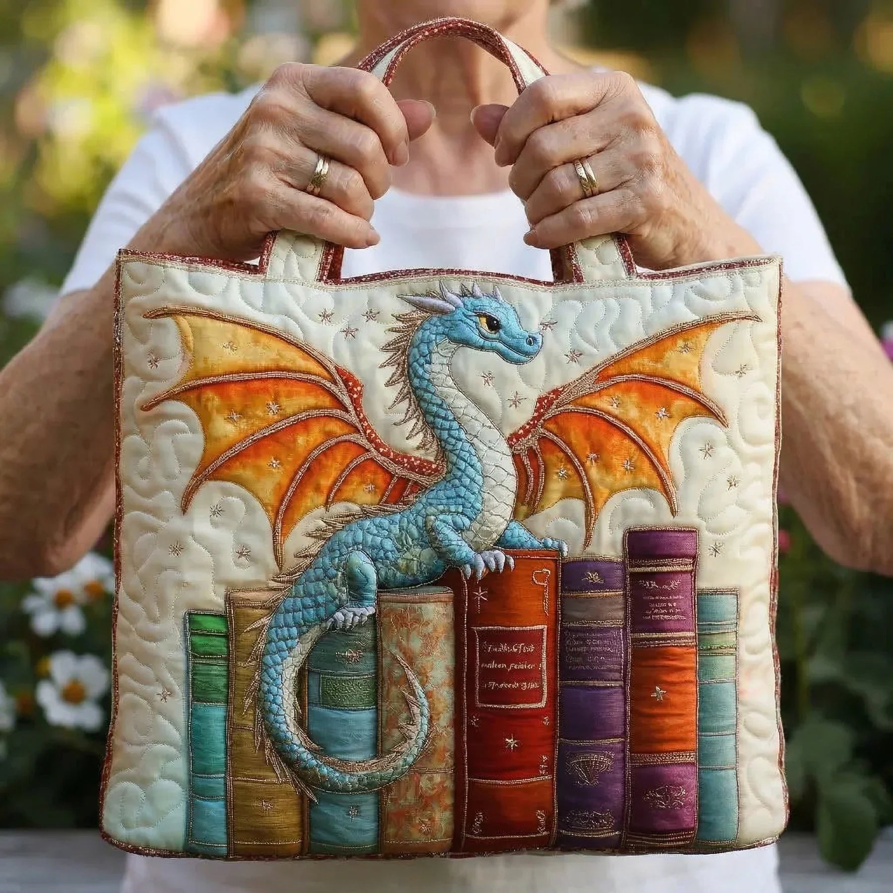 Yolanda | Bolso acolchado con dragón custodio de libros
