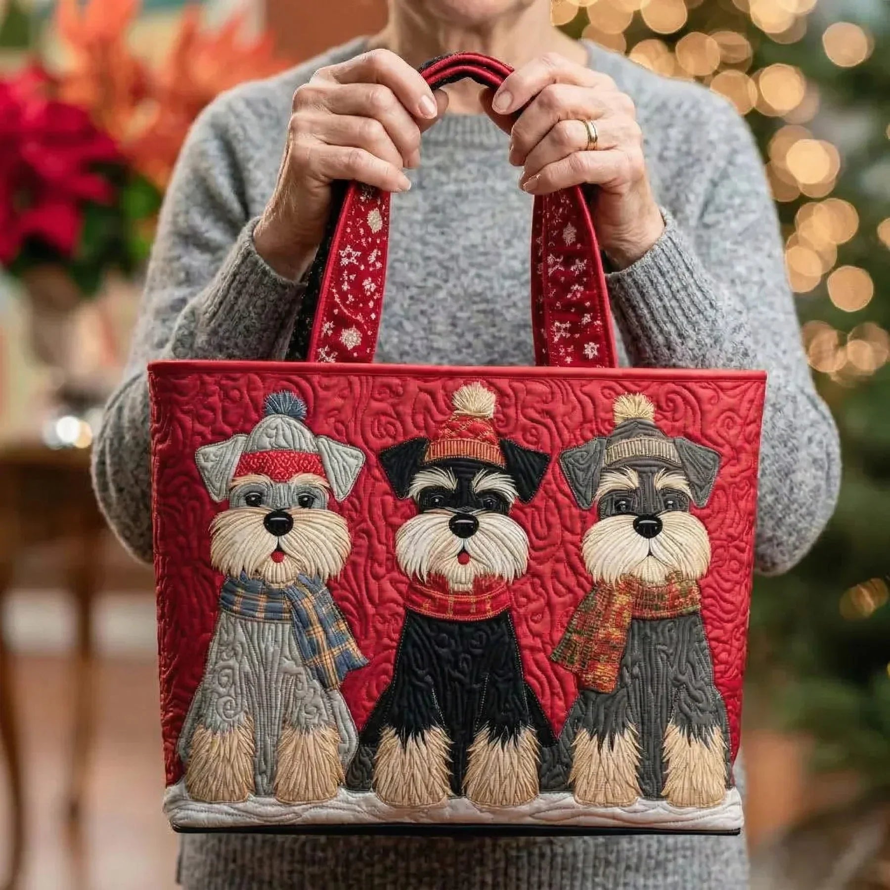 Marcela | Bolso acolchado con tres schnauzers