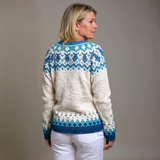 Mariana | Cárdigan azul y blanco estampado
