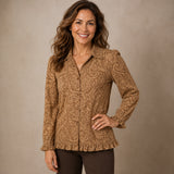 Fabiola | Chaqueta de lino con estampado floral y volantes
