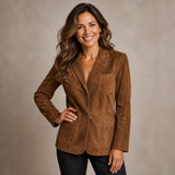 Irma | Blazer de ante sintético con costuras vintage