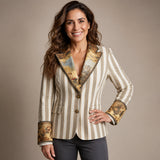 Alondra | Blazer de rayas con solapas estampadas