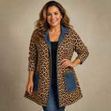 Maribel | Chaqueta larga de leopardo con detalles vaquero