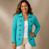 Nayeli | Chaqueta de punto con volantes turquesa