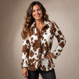 Tania | Chaqueta de estampado vaca con volantes
