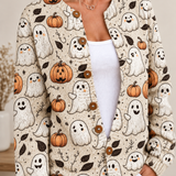 Itzel | Cárdigan punto con estampado Halloween