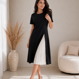 Yaretzi | Vestido midi con panel plisado
