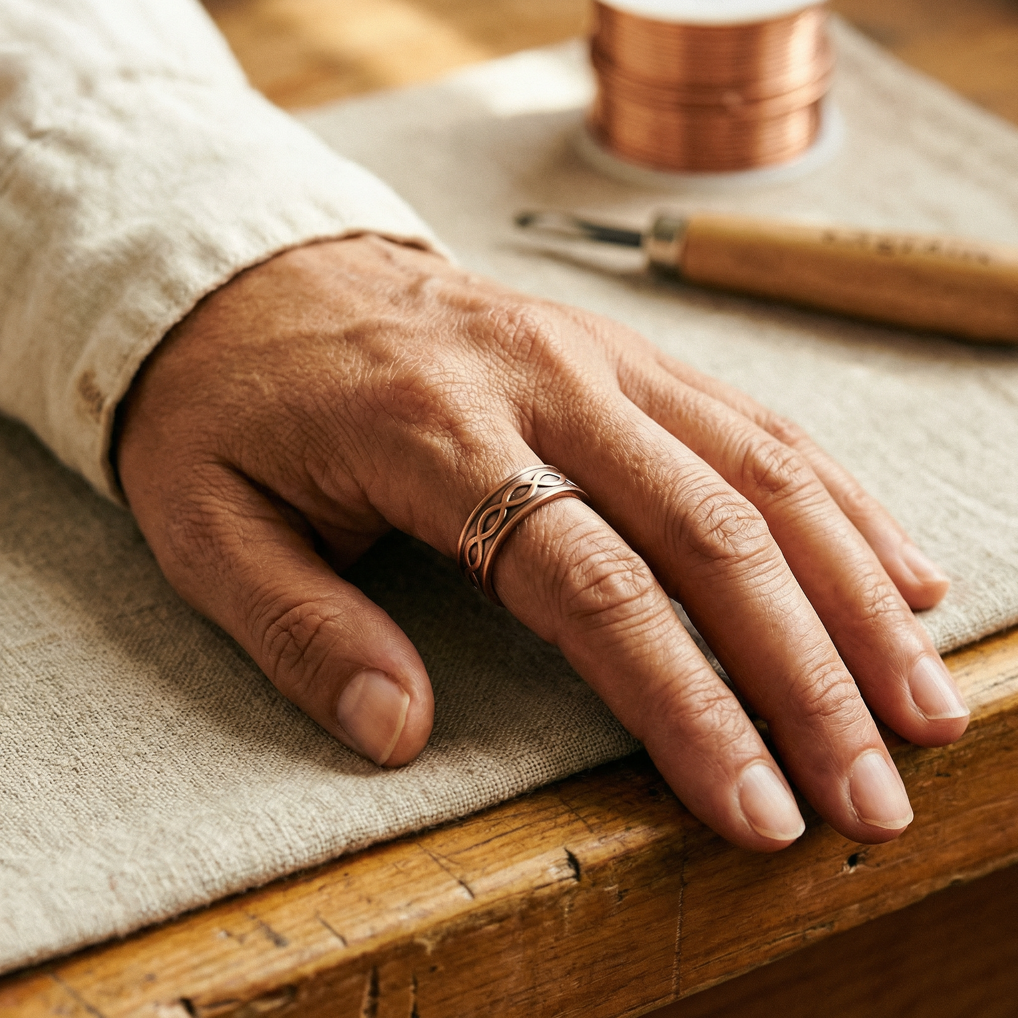 Araceli | Anillo de cobre forjado con magnete