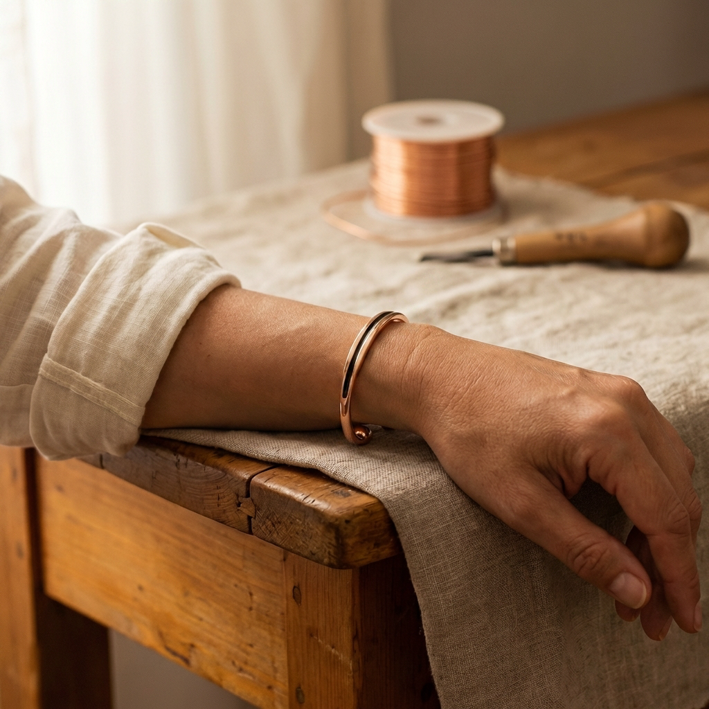 Mayra | Pulsera de cobre martillado con magnete