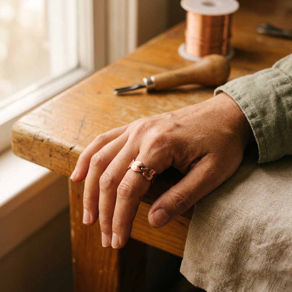 Magdalena | Anillo de cobre forjado con magnete