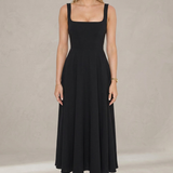 Grace | Vestido midi fluido con cuello cuadrado